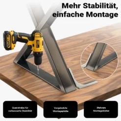 Wiltec Tischbeine 2er Set aus lackiertem Stahl klarlackbeschichtet im X-Profil 72x60cm Tischkufen Tischgestell Tischuntergestell in X Form