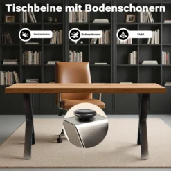 Wiltec Tischbeine 2er Set aus lackiertem Stahl klarlackbeschichtet im X-Profil 72x60cm Tischkufen Tischgestell Tischuntergestell in X Form