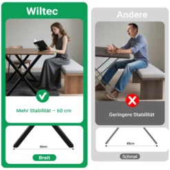 Wiltec Tischbeine 2er Set aus Stahl im X-Profil 72x60cm in Schwarz Tischkufen Tischgestell Tischuntergestell in X Form