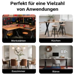 Wiltec Tischbeine 2er Set aus Stahl im X-Profil 72x60cm in Schwarz Tischkufen Tischgestell Tischuntergestell in X Form