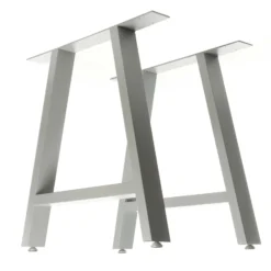 Wiltec Tischbeine 2er Set aus Stahl 70x72cm Grau in A-Form Industrial Vierkantrohr Tischkufen Tischgestell Tischuntergestell Möbelkufen
