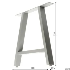 Wiltec Tischbeine 2er Set aus Stahl 70x72cm Grau in A-Form Industrial Vierkantrohr Tischkufen Tischgestell Tischuntergestell Möbelkufen