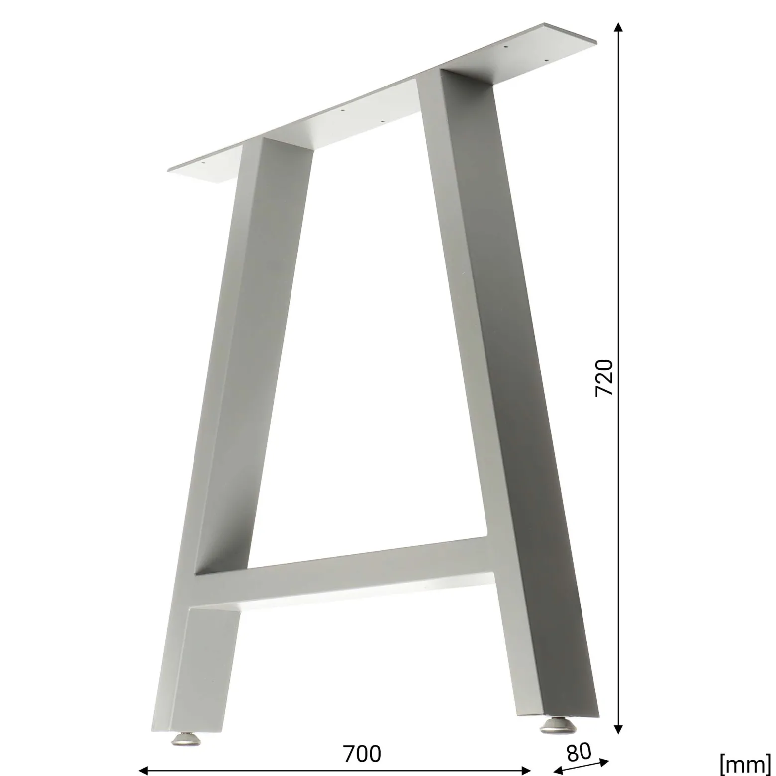 Wiltec Tischbeine 2er Set aus Stahl 70x72cm Grau in A-Form Industrial Vierkantrohr Tischkufen Tischgestell Tischuntergestell Möbelkufen