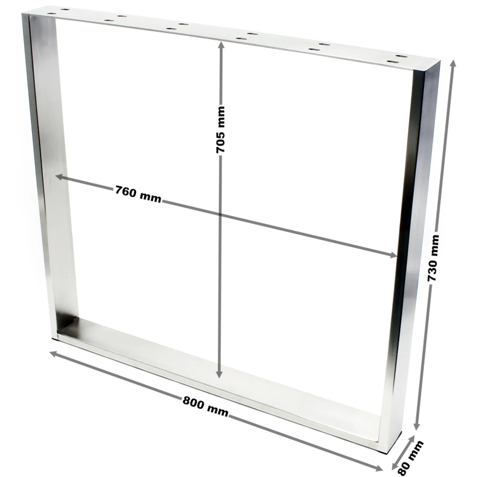 Wiltec Tischgestell aus Edelstahl 80x8x73cm Tischbein für drinnen und draußen Tischuntergestell Tischkufe Kufengestell
