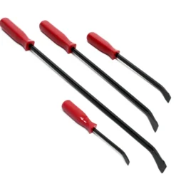 Wiltec 4tlg Brecheisen Set wärmebehandelt mit PVC-Griff Stemmeisen 20cm 30cm 45cm 60cm Brechstange Satz mit Nageleisen Montiereisen