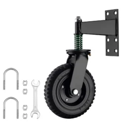 Wiltec Torrolle bis 275 kg Traglast, Torlaufrolle mit 360° Gummirad, Schiebetorrolle aus pulverbeschichtetem Stahl, Lenkrolle für Schiebetor und Gartentor