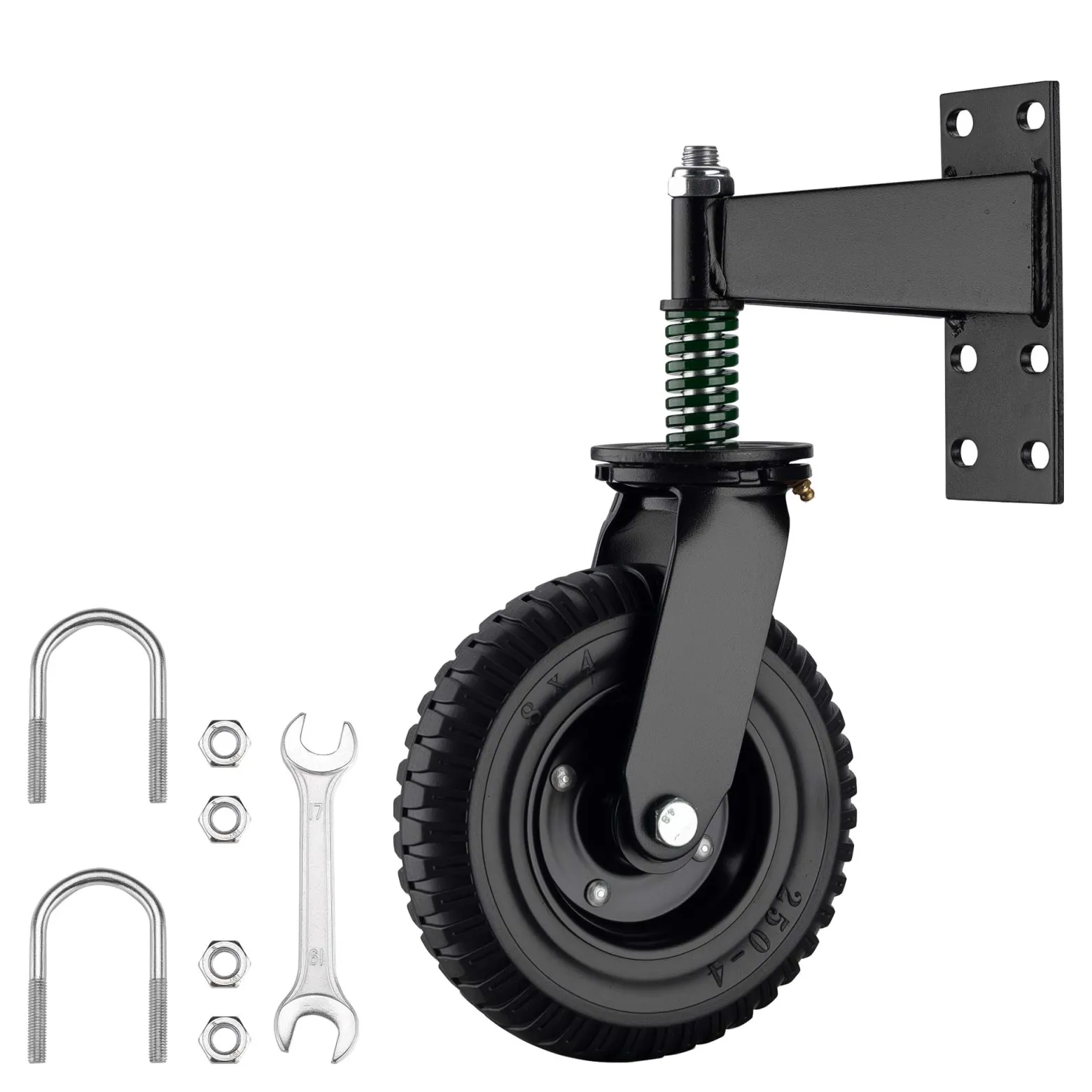 Wiltec Torrolle bis 275 kg Traglast, Torlaufrolle mit 360° Gummirad, Schiebetorrolle aus pulverbeschichtetem Stahl, Lenkrolle für Schiebetor und Gartentor