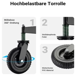 Wiltec Torrolle bis 275 kg Traglast, Torlaufrolle mit 360° Gummirad, Schiebetorrolle aus pulverbeschichtetem Stahl, Lenkrolle für Schiebetor und Gartentor