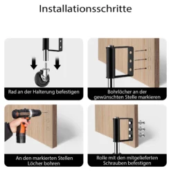 Wiltec Torrolle mit Bremse bis 100 kg Traglast, Torlaufrolle mit Gummirad, Schiebetorrolle aus pulverbeschichtetem Material, Lenkrolle für Schiebetor und Gartentor