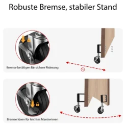 Wiltec Torrolle mit Bremse bis 100 kg Traglast, Torlaufrolle mit Gummirad, Schiebetorrolle aus pulverbeschichtetem Material, Lenkrolle für Schiebetor und Gartentor