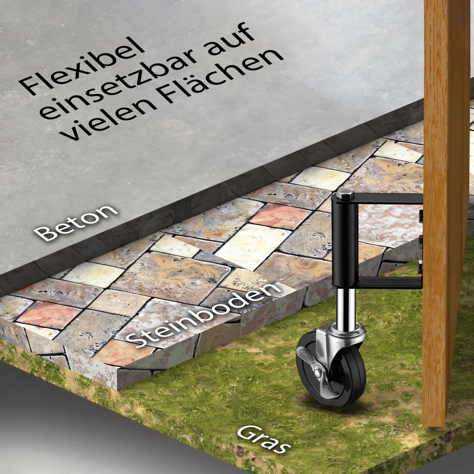 Wiltec Torrolle mit Bremse bis 100 kg Traglast, Torlaufrolle mit Gummirad, Schiebetorrolle aus pulverbeschichtetem Material, Lenkrolle für Schiebetor und Gartentor