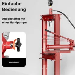 Wiltec 12T Profi Werkstattpresse, 90-1035mm Arbeitsbereich, 145-330mm Hubhöhe, Hydraulikpresse aus Stahl, Rahmenpresse mit Manometer, Lagerpresse