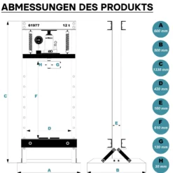 Wiltec 12T Profi Werkstattpresse, 420mm, Hydraulikpresse aus Stahl, Rahmenpresse mit Manometer, Lagerpresse