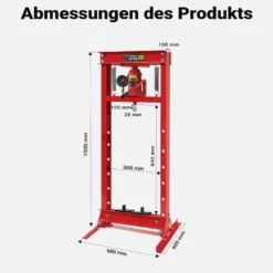 Wiltec 20T Profi Werkstattpresse, 500mm, Hydraulikpresse aus Stahl, Rahmenpresse mit Manometer, Lagerpresse