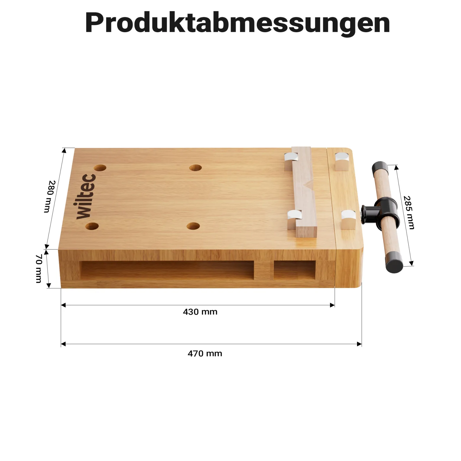 Wiltec Tragbare Hobelbank 45,5x28x7 cm & Schraubstock Mini-Werkbank aus Buchenholz Mobil Tragbar für Klemmen Hobeln