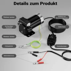 Wiltec Transferpumpe 12 V, 75 W Kraftstoffpumpe 14 l/min, Förderpumpe für Diesel/ Benzin, Kraftstoffförderpumpe 4200 U/min