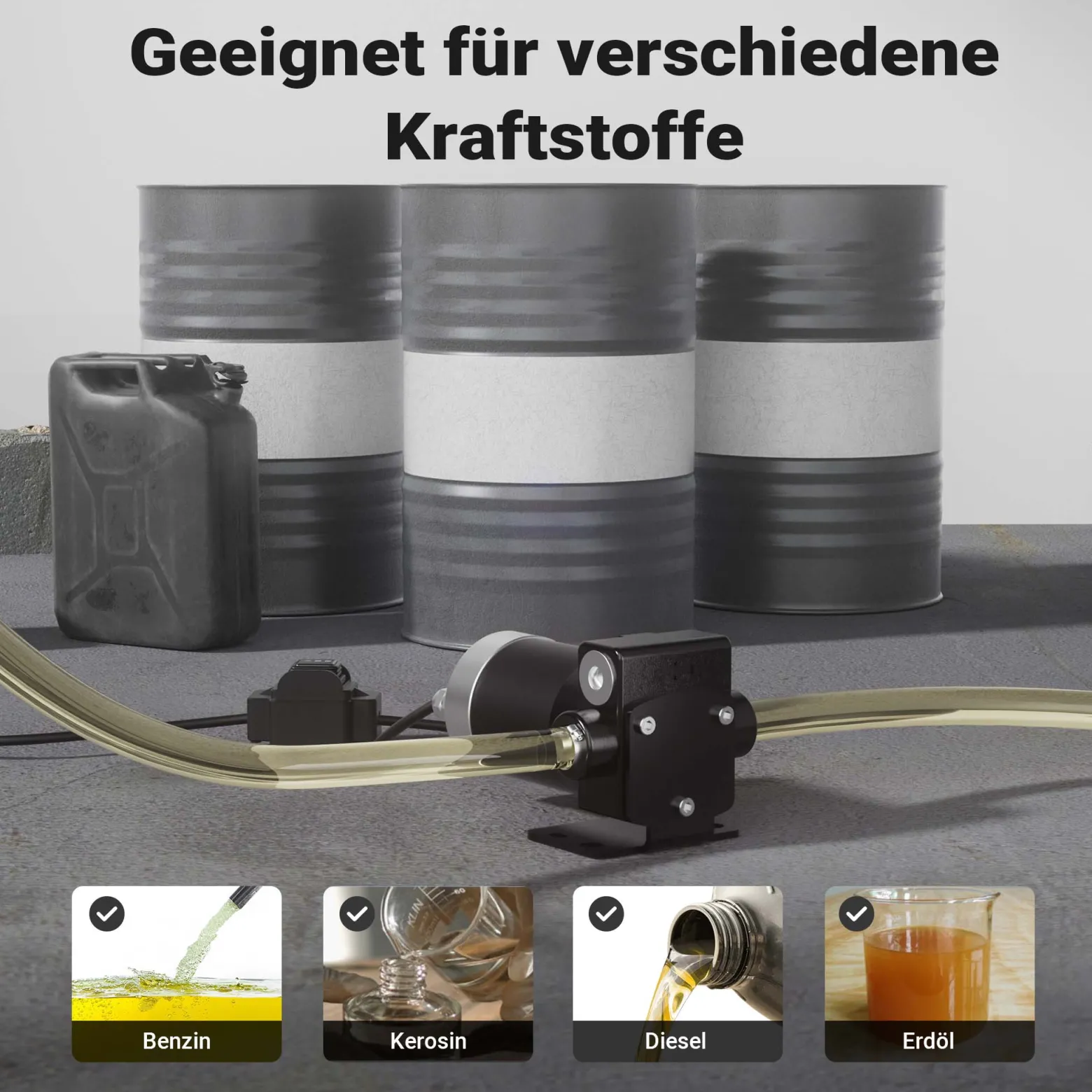 Wiltec Transferpumpe 12 V, 75 W Kraftstoffpumpe 14 l/min, Förderpumpe für Diesel/ Benzin, Kraftstoffförderpumpe 4200 U/min