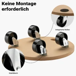 Wiltec Transportroller 250 kg 380 mm, rund, MDF Möbelroller, Rollbrett mit 4 Lenkrollen, Möbelhund als Umzugshilfe
