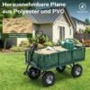 Wiltec Transportwagen bis 300 kg mit Metallgittern, Gartenwagen mit abnehmbarer Plane, Bollerwagen mit Luftreifen, Handkarren für u. a. Rasen u.Kies