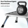 Wiltec Tritthocker klappbar Trittleiter mit 1 Stufe aus Aluminium Camping Klapptritt bis 220 kg mit rutschfester Oberfläche Hocker faltbar Leiter