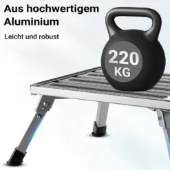 Wiltec Tritthocker klappbar Trittleiter mit 1 Stufe aus Aluminium Camping Klapptritt bis 220 kg mit rutschfester Oberfläche Hocker faltbar Leiter