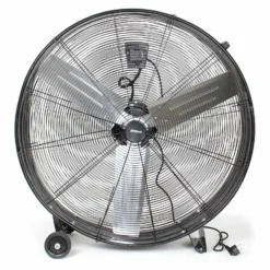 Wiltec Trommelventilator 90 cm 360 W Bodenventilator mit Kabel und Räder, 3 Geschwindigkeitsstufen, Windmaschine