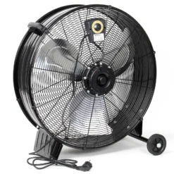 Wiltec Trommelventilator 60 cm 180 W Bodenventilator mit Kabel und Räder, 3 Geschwindigkeitsstufen, Windmaschine