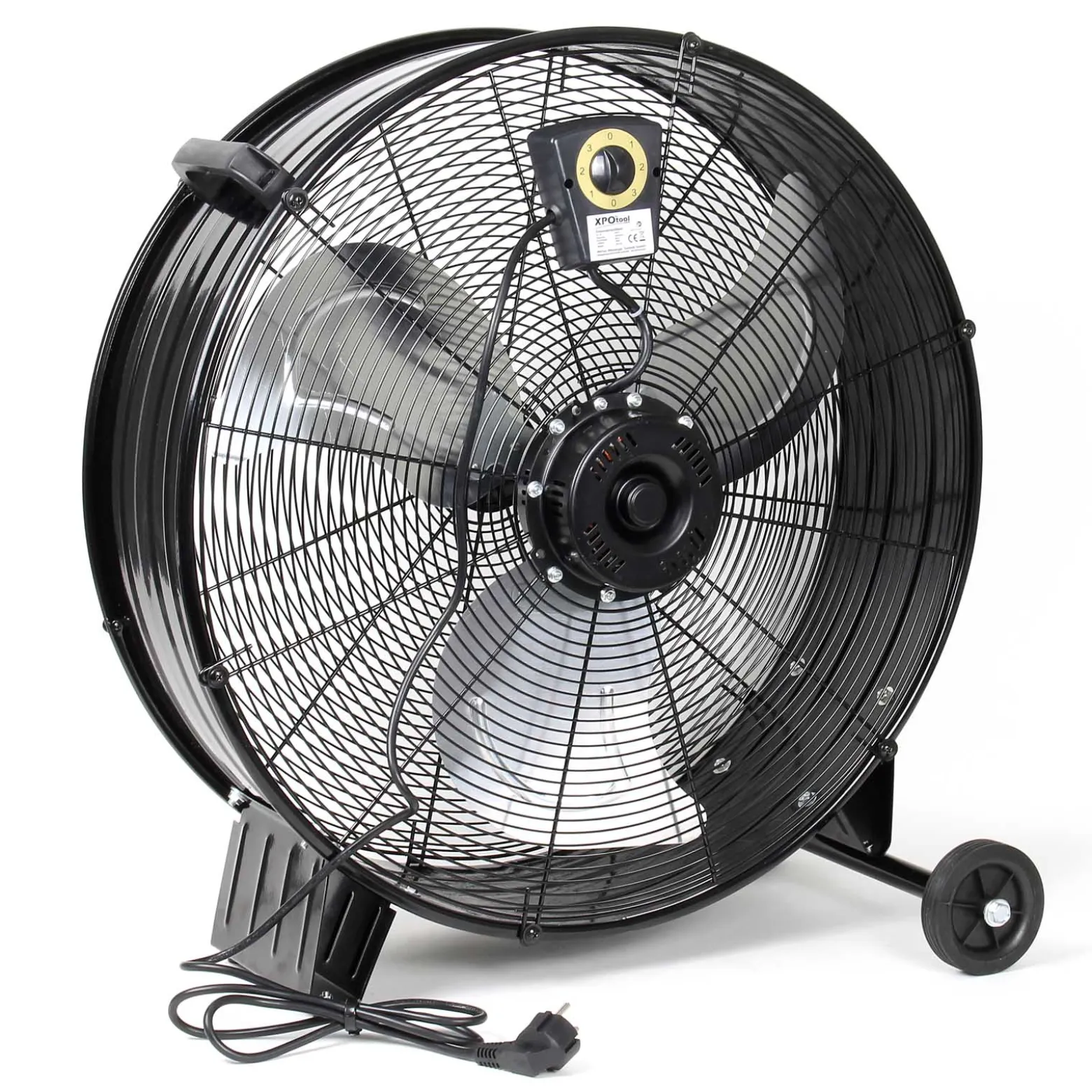 Wiltec Trommelventilator 60 cm 180 W Bodenventilator mit Kabel und Räder, 3 Geschwindigkeitsstufen, Windmaschine