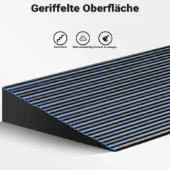 Wiltec Türschwellenrampe bis 50 t, Rollstuhlrampe aus rutschfestem Gummi 900 x 200 x 40 mm, Bordsteinrampe kürzbar für Rollstuhl & Rollator, Rampe für Türen und Badezimmer
