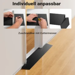 Wiltec Türschwellenrampe 900x150x25 mm für Rollstuhl & Rollator, schwarz, Rollstuhlrampe aus Vollgummi, rutschfeste Oberfläche, Bordsteinrampe kürzbar