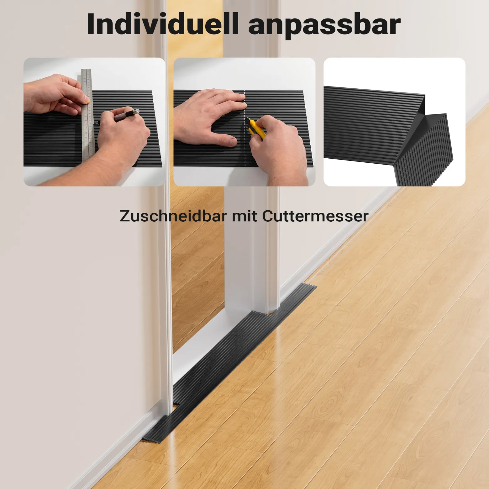 Wiltec Türschwellenrampe 900x140x15 mm für Rollstuhl & Rollator, schwarz, Rollstuhlrampe aus Vollgummi, rutschfeste Oberfläche, Bordsteinrampe kürzbar