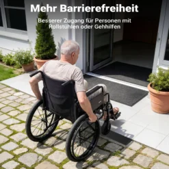 Wiltec Türschwellenrampe 900x140x15 mm für Rollstuhl & Rollator, schwarz, Rollstuhlrampe aus Vollgummi, rutschfeste Oberfläche, Bordsteinrampe kürzbar