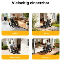 Wiltec Türschwellenrampe 900x200x30 mm für Rollstuhl & Rollator, schwarz, Rollstuhlrampe aus Vollgummi, rutschfeste Oberfläche, Bordsteinrampe kürzbar