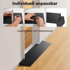 Wiltec Türschwellenrampe 900x200x30 mm für Rollstuhl & Rollator, schwarz, Rollstuhlrampe aus Vollgummi, rutschfeste Oberfläche, Bordsteinrampe kürzbar
