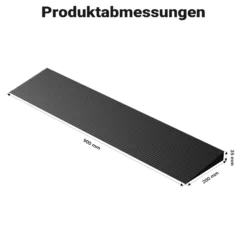 Wiltec Türschwellenrampe 900x200x35 mm für Rollstuhl & Rollator, schwarz, Rollstuhlrampe aus Vollgummi, rutschfeste Oberfläche, Bordsteinrampe kürzbar
