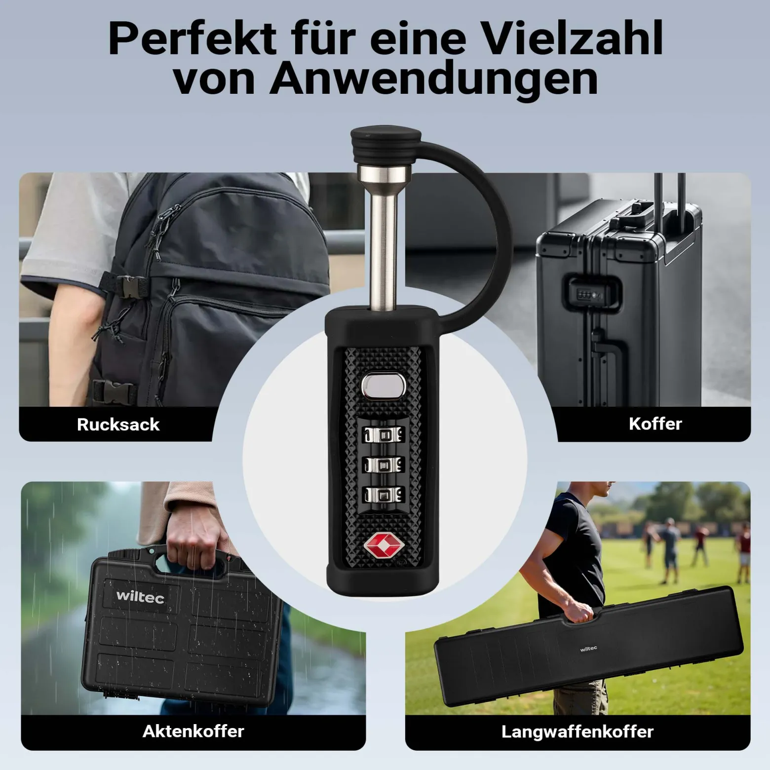 Wiltec TSA Schloss für Koffer 2er Set, Zahlenschloss 3-stellig, Schloss mit Zahlencode, Gepäckschloss für Reisen, robustes Kofferschloss für Gepäck, Vorhängeschloss aus widerstandsfähigem Material