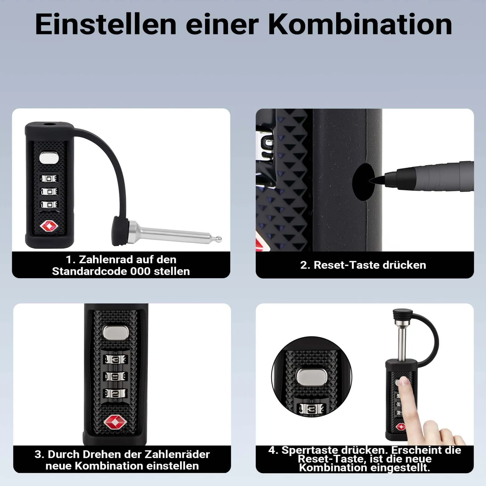 Wiltec TSA Schloss für Koffer, Zahlenschloss 3-stellig, Schloss mit Zahlencode, Gepäckschloss für Reisen, robustes Kofferschloss für Gepäck, Vorhängeschloss aus widerstandsfähigem Material