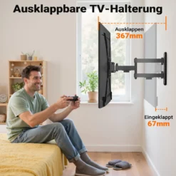 Wiltec TV Halterung 13"–55", TV Wandhalterung schwenkbar bis 25 kg, platzsparende Fernsehhalterung, Fernseher Wandbefestigung einfache Installation