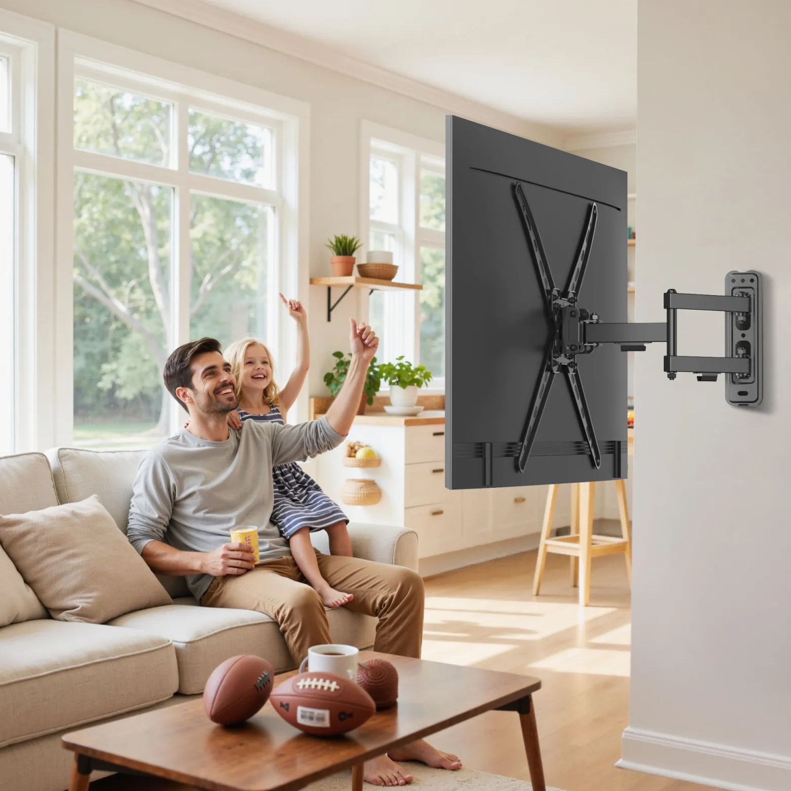 Wiltec TV Halterung 13"–55", TV Wandhalterung schwenkbar bis 25 kg, platzsparende Fernsehhalterung, Fernseher Wandbefestigung einfache Installation
