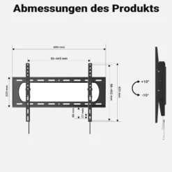 Wiltec TV Halterung 37"–80", TV Wandhalterung bis 80 kg aus Stahl, platzsparende Fernsehhalterung, Fernseher Wandbefestigung einfache Installation