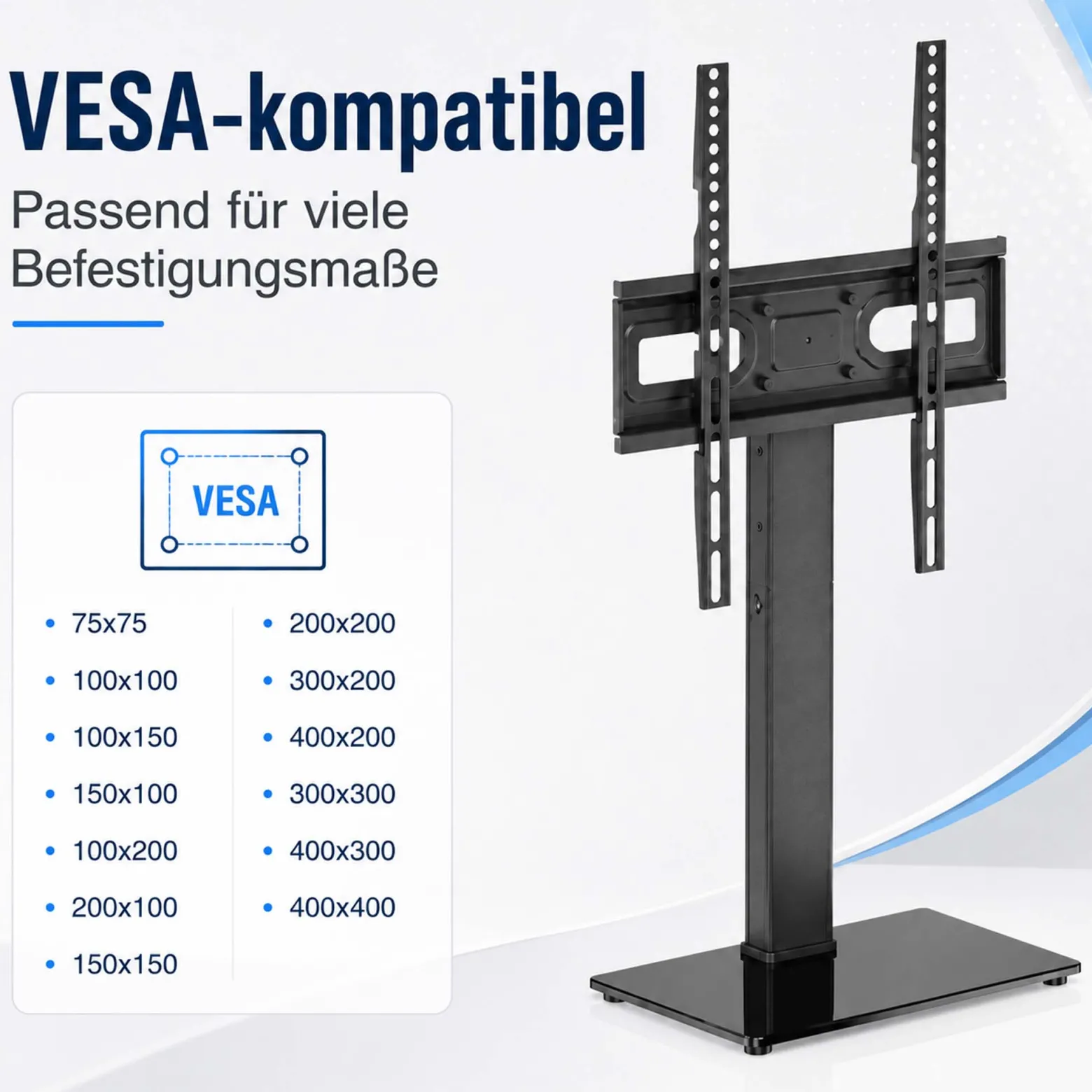 Wiltec TV Ständer für 32"-65", Fernseherständer bis 40 kg, schwenkbare Fernsehhalterung max. VESA 600 x 400, freistehender Bodenständer ohne Bohren
