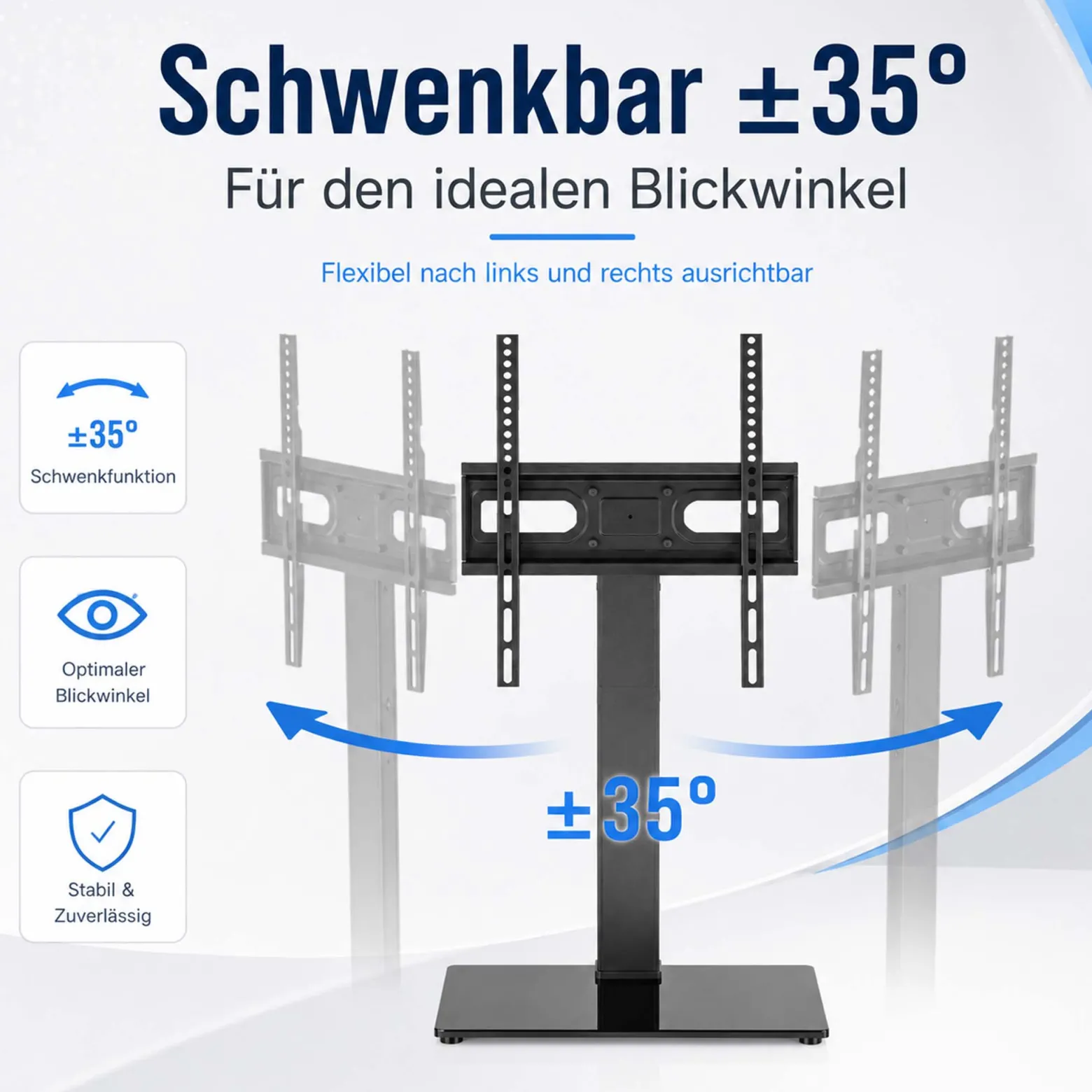 Wiltec TV Ständer für 32"-65", Fernseherständer bis 40 kg, schwenkbare Fernsehhalterung max. VESA 600 x 400, freistehender Bodenständer ohne Bohren