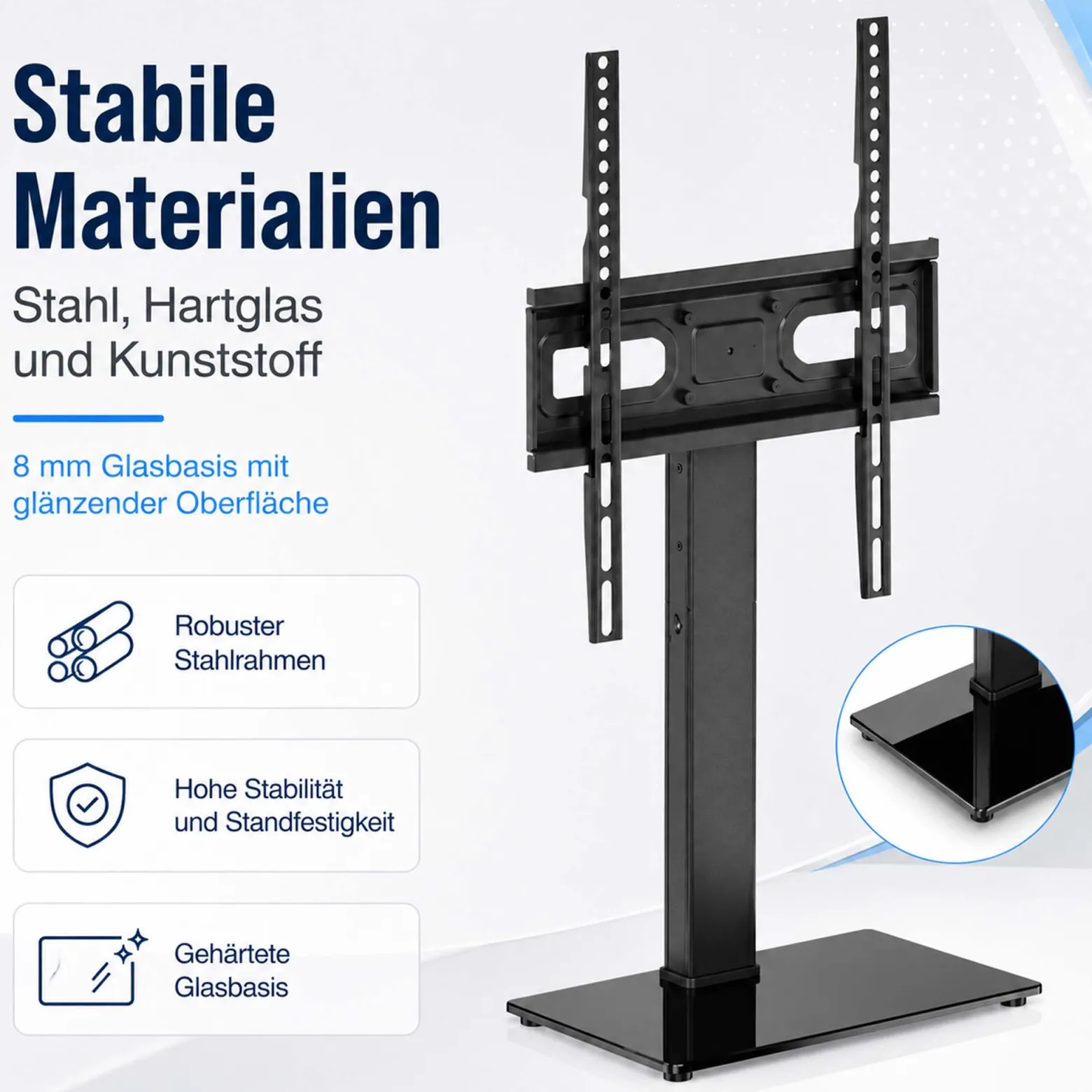Wiltec TV Ständer für 32"-65", Fernseherständer bis 40 kg, schwenkbare Fernsehhalterung max. VESA 600 x 400, freistehender Bodenständer ohne Bohren
