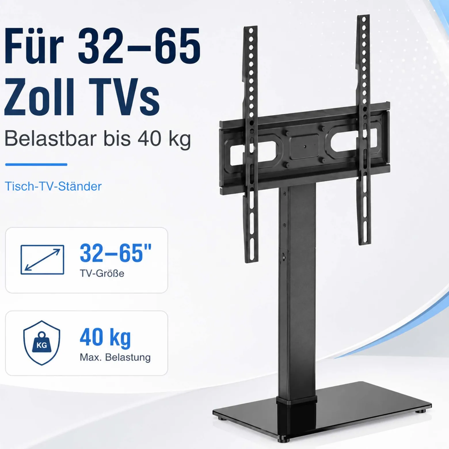 Wiltec TV Ständer für 32"-65", Fernseherständer bis 40 kg, schwenkbare Fernsehhalterung max. VESA 600 x 400, freistehender Bodenständer ohne Bohren