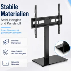Wiltec TV Ständer für 37"-75", Fernseherständer bis 40 kg, schwenkbare Fernsehhalterung max. VESA 600 x 400, freistehender Bodenständer ohne Bohren