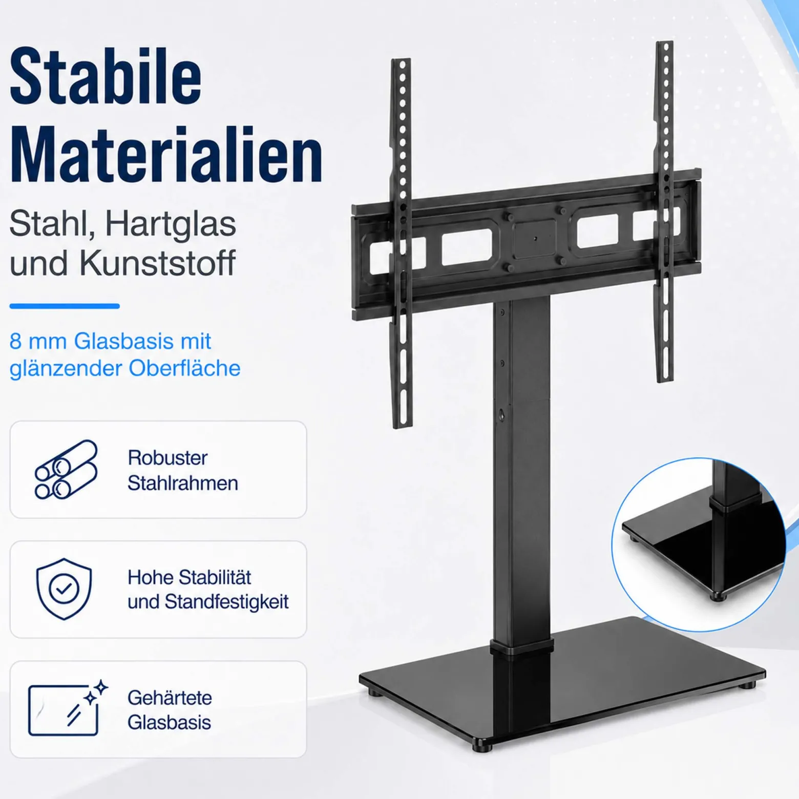 Wiltec TV Ständer für 37"-75", Fernseherständer bis 40 kg, schwenkbare Fernsehhalterung max. VESA 600 x 400, freistehender Bodenständer ohne Bohren