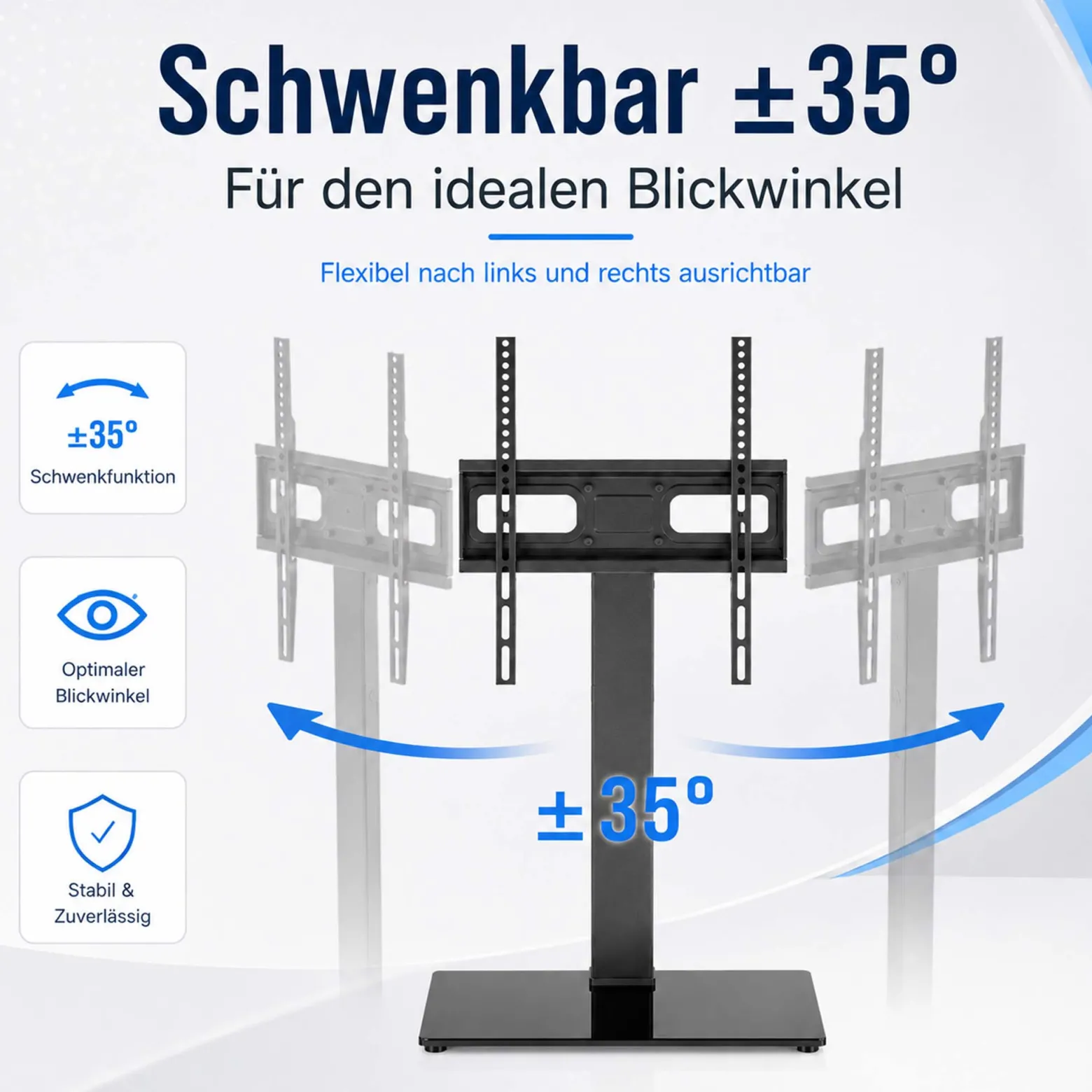 Wiltec TV Ständer für 37"-75", Fernseherständer bis 40 kg, schwenkbare Fernsehhalterung max. VESA 600 x 400, freistehender Bodenständer ohne Bohren