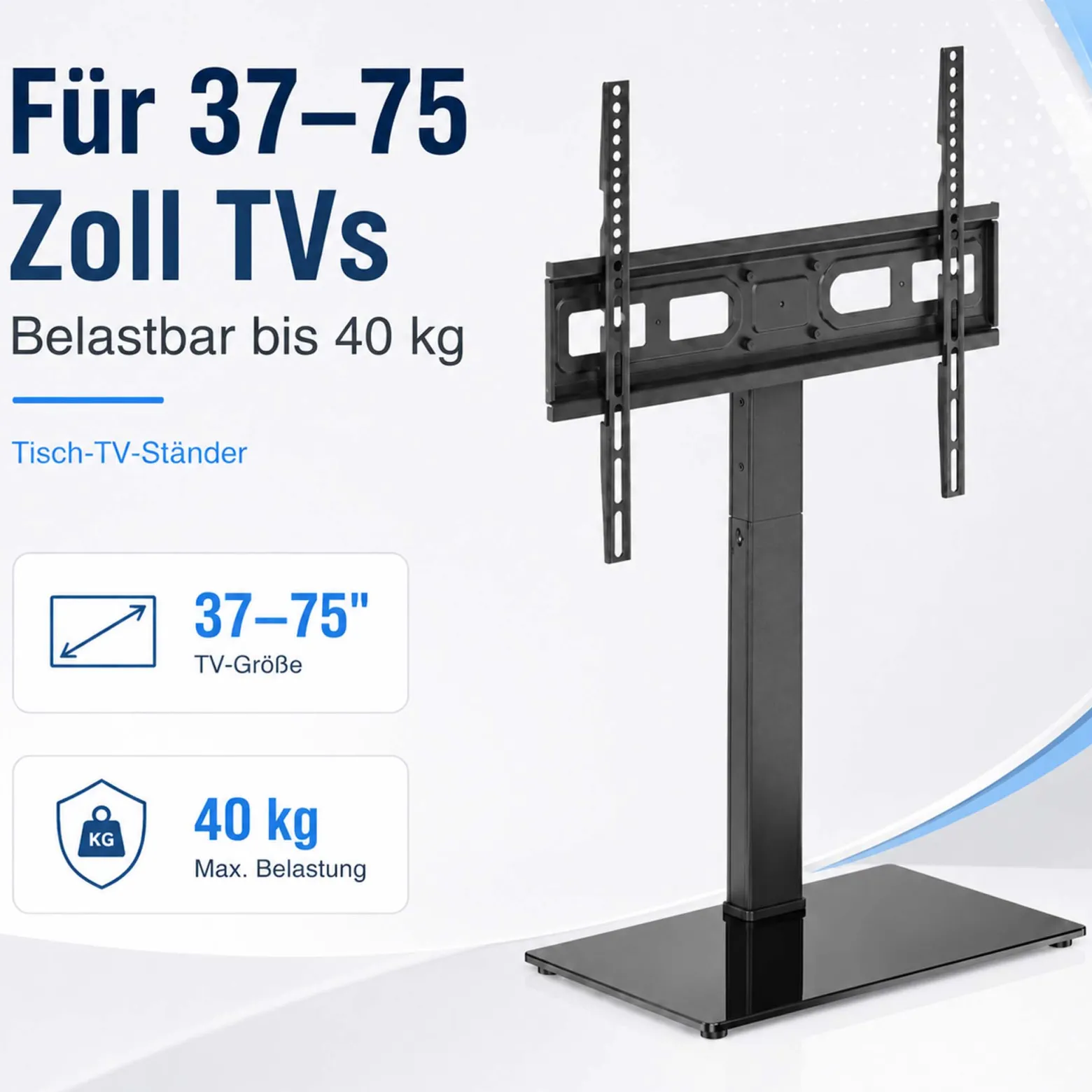 Wiltec TV Ständer für 37"-75", Fernseherständer bis 40 kg, schwenkbare Fernsehhalterung max. VESA 600 x 400, freistehender Bodenständer ohne Bohren