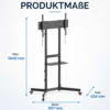 Wiltec TV Ständer rollbar mit Ablage 37"-70", höhenverstellbarer Fernseheständer belastbar bis 70 kg, neigbarer TV Wagen max. VESA 600x400
