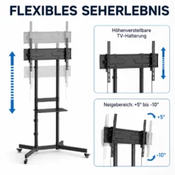 Wiltec TV Ständer rollbar mit Ablage 37